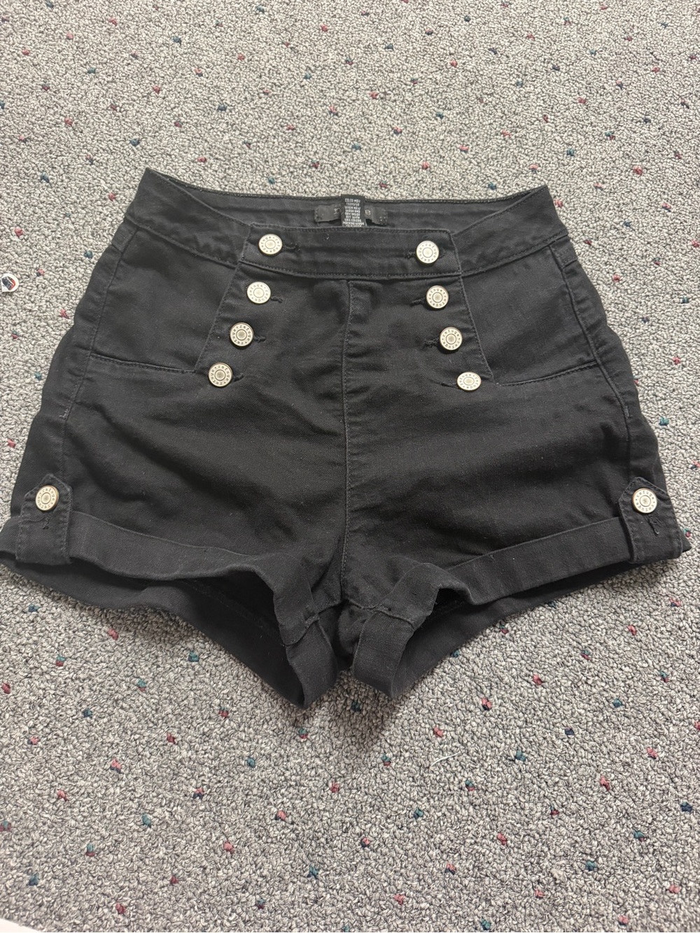 refuge Black High-Waist Sailor Button Shorts